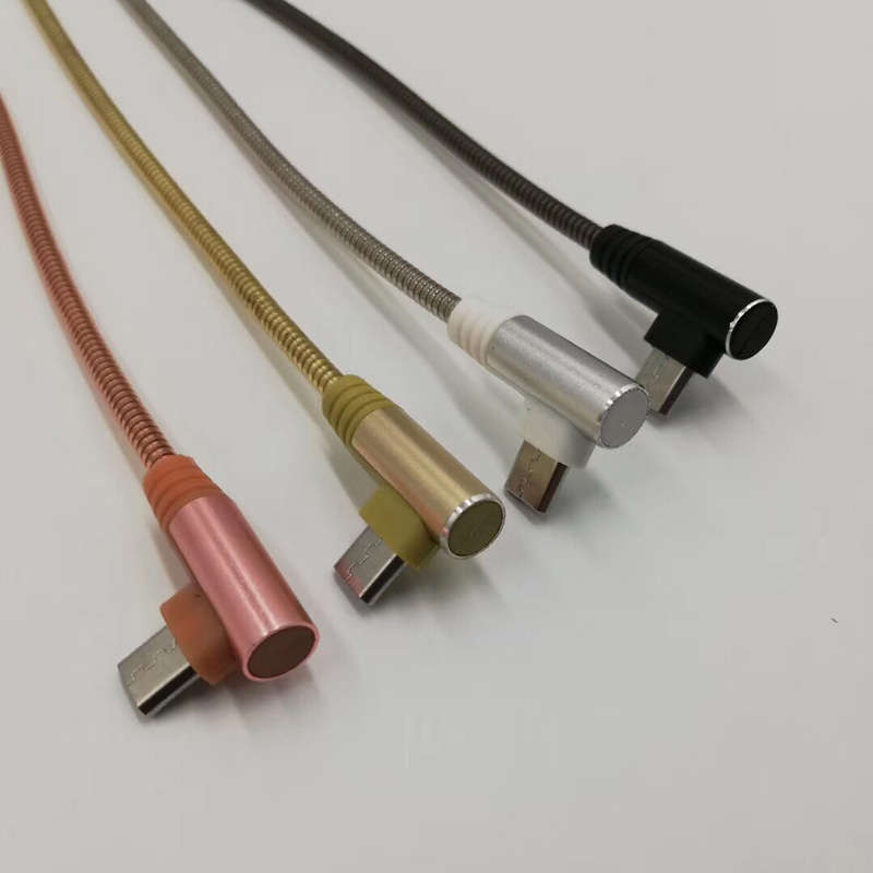 USB 2.0 메탈 튜브 케이블 라운드 알루미늄 하우징 충전 마이크로 USB, C 타입, iPhone 번개 충전 및 동기화 용 USB 케이블