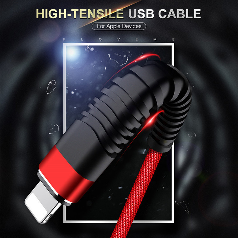 땋은 빠른 충전 라운드 알루미늄 하우징 플렉스 벤딩 마이크로 USB, C 타입, 아이폰 번개 충전 및 동기화에 대 한 무료 USB 데이터 케이블