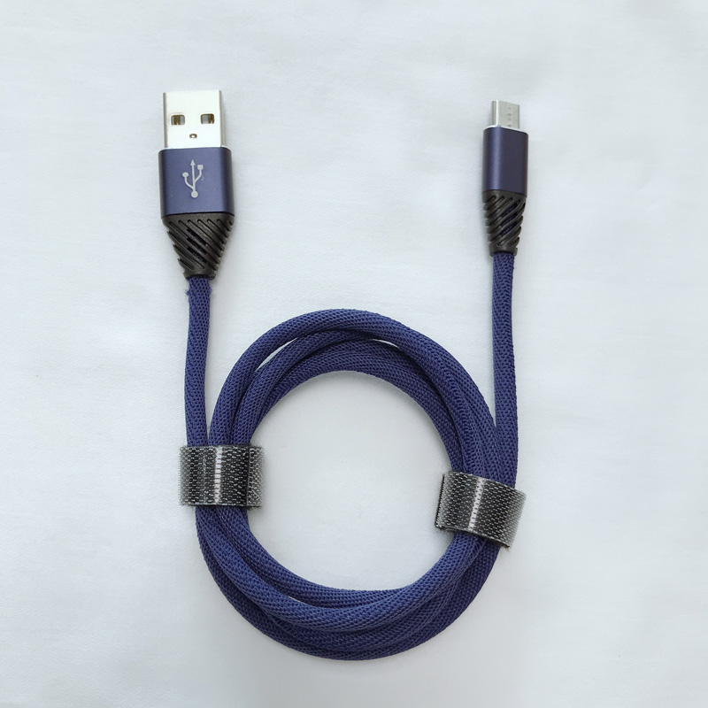 꼰 빠른 충전 라운드 알루미늄 하우징 플렉스 마이크로 USB, 유형 C, 아이폰 번개 충전 및 동기화에 대 한 USB 데이터 케이블을 굽힘