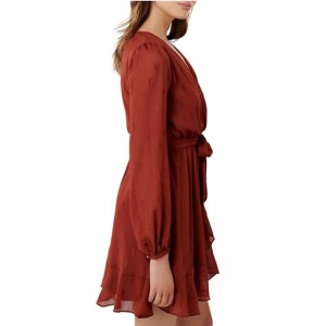 여성을위한 미니 스커트 긴 소매 새틴 메탈릭 스케이터 착용감이 입하했습니다