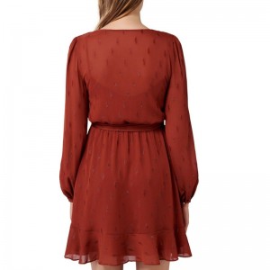 여성을위한 미니 스커트 긴 소매 새틴 메탈릭 스케이터 착용감이 입하했습니다