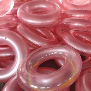 거대한 풍선 골드 반짝이 투명한 수영 튜브 수영 링 풀 플로트