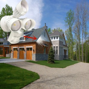 모션 센서, 30W, 3 머리, 흰색, 모션 빛 LED 야외 홍수 보안 라이트