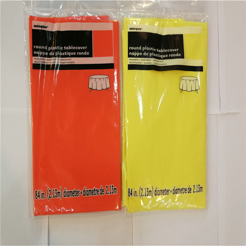 54x108 PVC 일회용 테이블 식탁보 솔리드 컬러 사각형 및 라운드 모양 홈 인테리어 테이블 커버