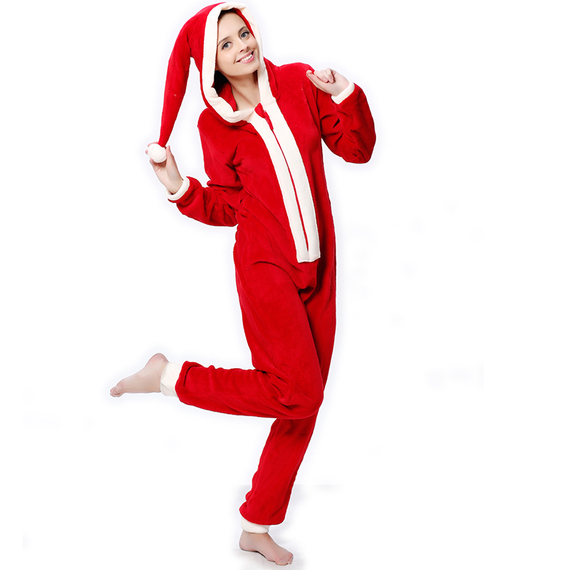 숙녀 산호 양털 두건 크리스마스 의상 Onesie