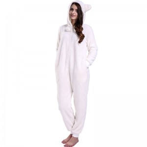 여자 귀염으로 Onesie 잠옷 후드