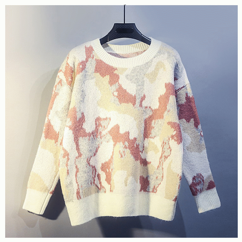2019 새로운 가을 겨울 한국 스타일 느슨한 대조 색 스웨터 셔츠