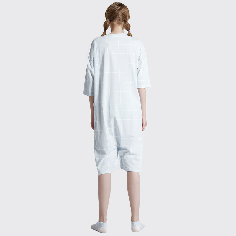 여성 Onesie 인쇄 코튼 저지 자수 잠옷 세트