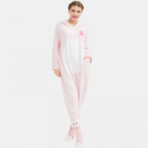 여성 Onesie 코튼 저지 자수 잠옷 세트