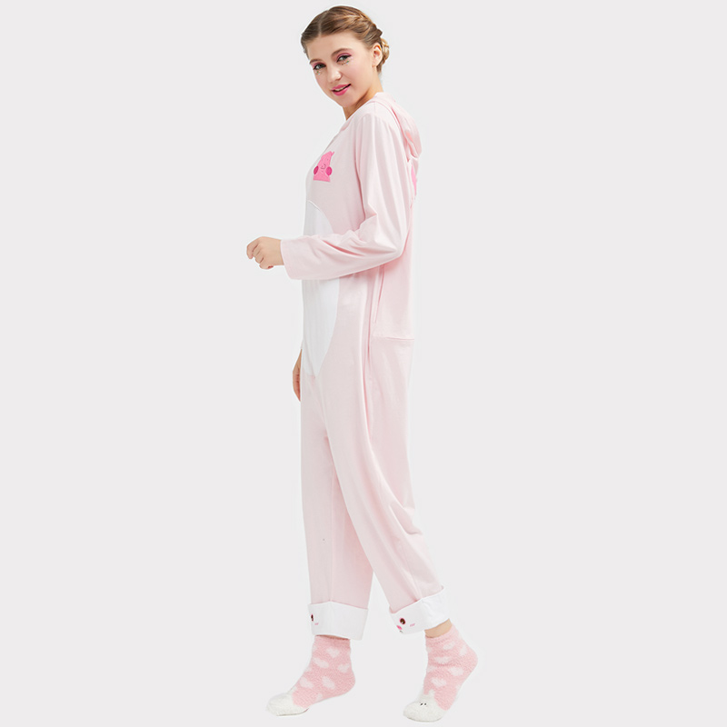 여성 Onesie 코튼 저지 자수 잠옷 세트