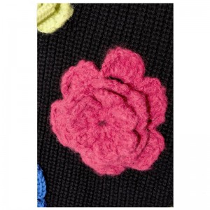 모직 터틀넥 수제 꽃 여성 스웨터 겨울 풀 오버 스웨터