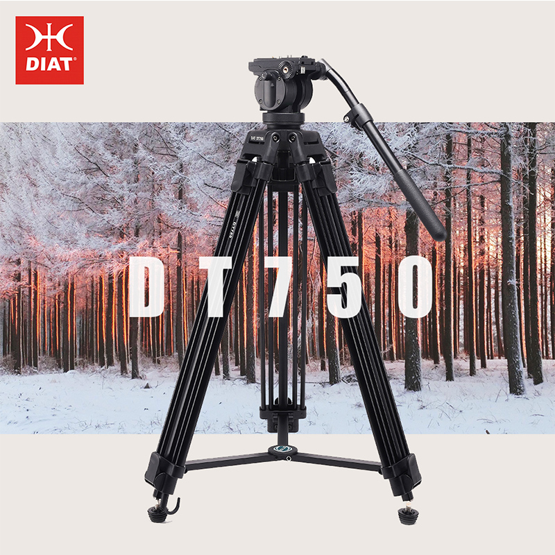 DIAT 새로운 DT750 비디오 카메라 지원 삼각대 세 섹션 1.7 미터 높은 DSLR 중장비 삼각대