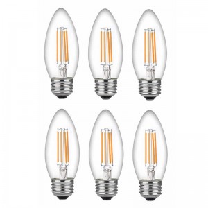 LED 60 와트 Candelabra 전구 중간 기지, Candelabra 전구, Dimmable 필라멘트 지우기 60 와트 LED 전구 (4.5 와트 사용), C37 LED 필라멘트 촛불 전구