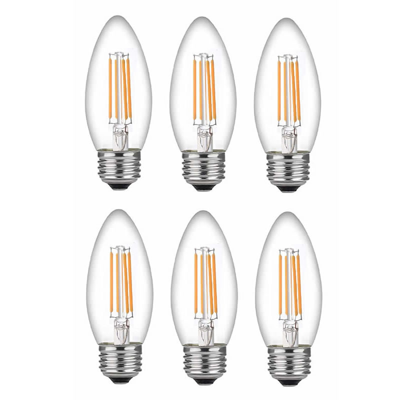 LED 60 와트 Candelabra 전구 중간 기지, Candelabra 전구, Dimmable 필라멘트 지우기 60 와트 LED 전구 (4.5 와트 사용), C37 LED 필라멘트 촛불 전구