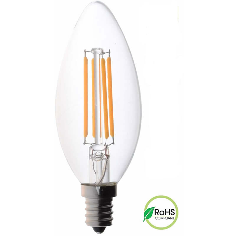 LED 60 와트 Candelabra 전구 중간 기지, Candelabra 전구, Dimmable 필라멘트 지우기 60 와트 LED 전구 (4.5 와트 사용), C37 LED 필라멘트 촛불 전구