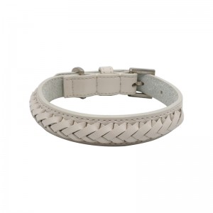 개를위한 백색 가죽과 땋는 애완 동물 고리