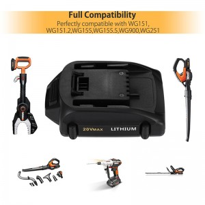 벅스 WA3525 전동 공구 용 20V 2000mAh 리튬 이온 대체 배터리 셀