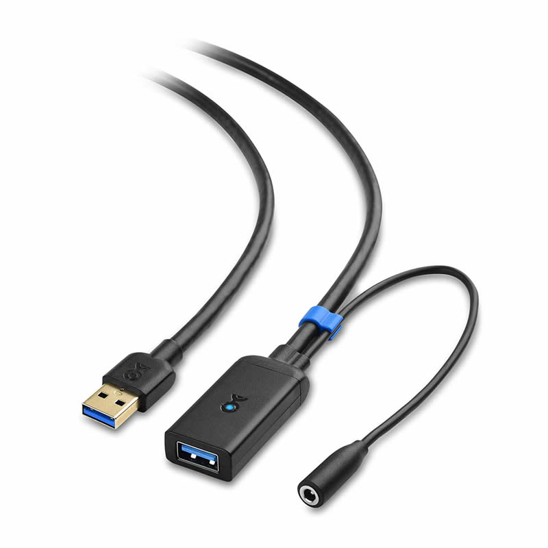 USB 3.0 연장 케이블 A 암 신호 증폭기 리피터 코드 (5V / 2A 전원 어댑터 포함)