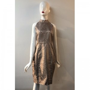 자카드 하이 넥 드레스 JLWD0016