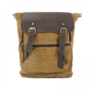 19SC - 7909D 지퍼 닫기 컴퓨터 구획 가죽 플랩 캔버스 남성 배낭