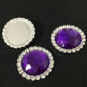 패션 장식 다양한 색상 둥근 평면 뒷면 라인 석 아크릴 크리스탈 버튼 12