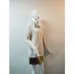 화이트 하이 칼라 긴 소매 스웨터 RLW0045F