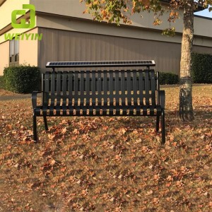 야외 공원에 대 한 태양 전원 휴대 전화 충전기 금속 벤치