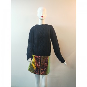 검은 색 스티치 케이블 스웨터 RLWS0069F