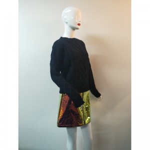 검은 색 스티치 케이블 스웨터 RLWS0069F