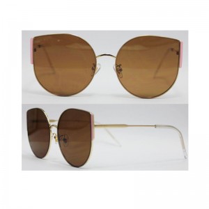 도매 주문 로고 금속 선글라스 여성 큰 고양이 눈 프레임