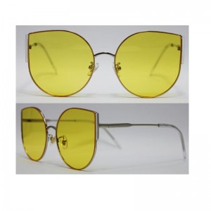 도매 주문 로고 금속 선글라스 여성 큰 고양이 눈 프레임