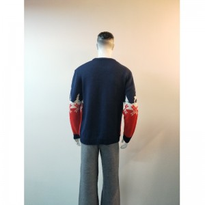 해군 \u0026 빨강 프린트 스웨터 RLMS0051F