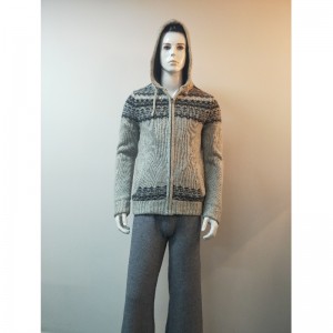 그레이 프린트 스웨터 코트 RLMS0078F