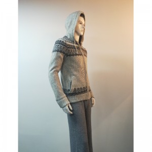 그레이 프린트 스웨터 코트 RLMS0078F