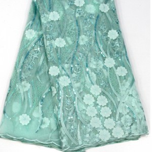 3 차원 꽃 레이스와 스팽킹 결혼식 파티를위한 고품질의 아프리카 프랑스어 레이스 직물 자수 그물 레이스 직물