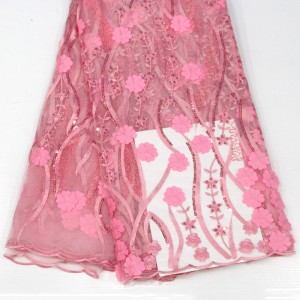 3 차원 꽃 레이스와 스팽킹 결혼식 파티를위한 고품질의 아프리카 프랑스어 레이스 직물 자수 그물 레이스 직물