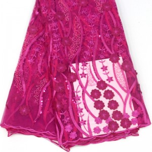 3 차원 꽃 레이스와 스팽킹 결혼식 파티를위한 고품질의 아프리카 프랑스어 레이스 직물 자수 그물 레이스 직물