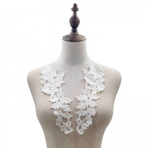 2 고급 크로 셰 뜨개질 자수, 아플리케 neckline neckline lace woman