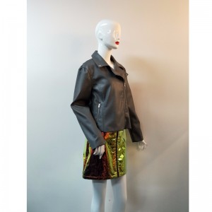 검은 색 PU 비커 재킷 RLWPJ0014N