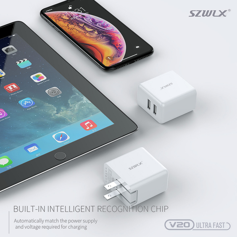 WEX V20 쌍 USB 벽장 충전기, 폴더 플러그인, 아이폰x /8 /7 /6s /plus, iPad Air 2 /Mini 3, 갤럭시S7 /S6 /S6 Edge, 주 5 및 더 많은 흰색