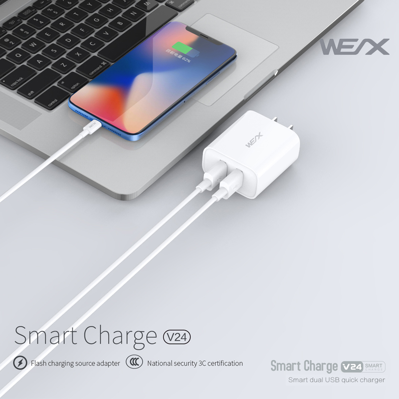 WEX V24 벽장 충전기, USB 충전기, 빠른 충전기, 더블 포트 충전기