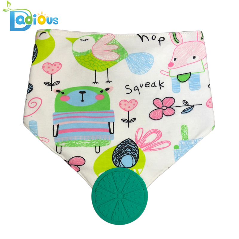 부드럽고 흡수성있는 유기농 면직물 두툼한 두건 무명조 Teether Bib Unetherex Bandana Drool Bibs with Teether