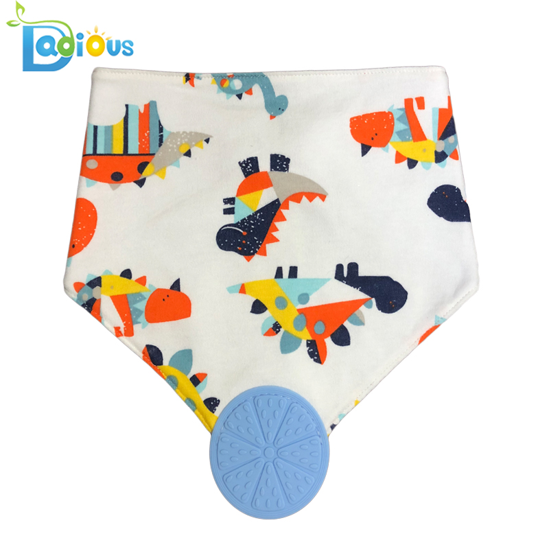 부드럽고 흡수성있는 유기농 면직물 두툼한 두건 무명조 Teether Bib Unetherex Bandana Drool Bibs with Teether