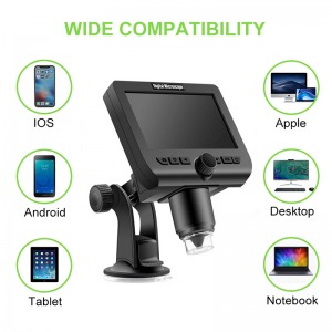 4.3 인치 스크린으로 무선 디지털 현미경 1000X 배율 아이폰 안드로이드 윈도우 어린이를위한 8 주도 조명 어린이 학생과 성인 키트