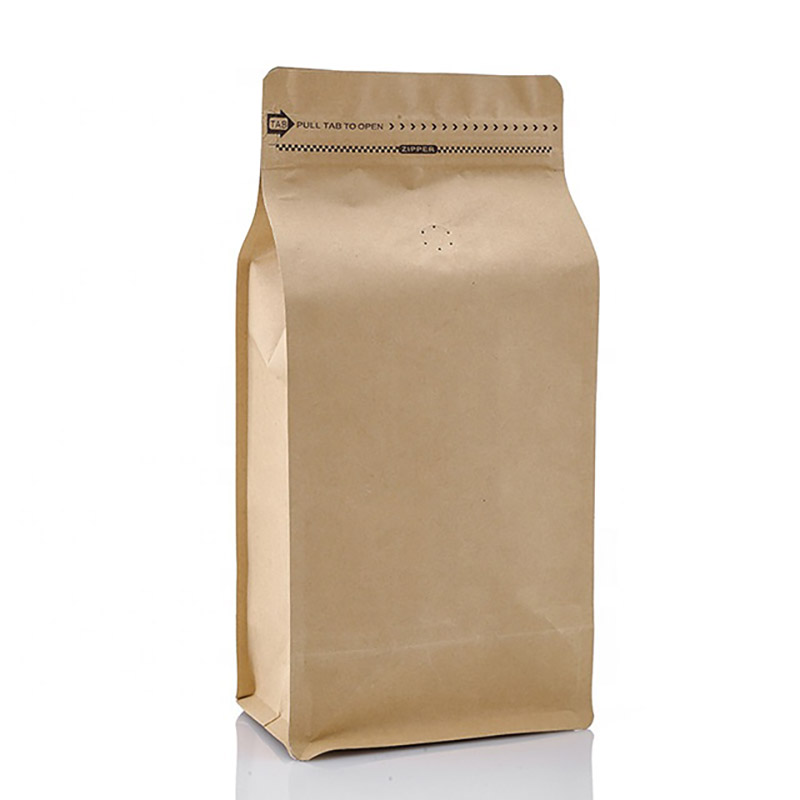 높은 품질 100g 250g 500g 1kg 일반 재고 플랫 바닥 갈색 크래프트 종이 커피 콩 가방 밸브와 애프터 마개
