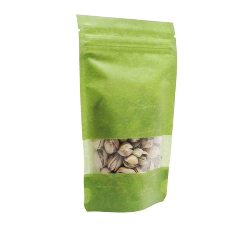 비 인쇄 Resealable 녹색 쌀 종이 가방 창