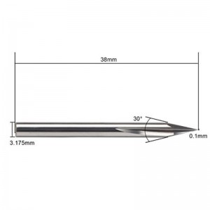 금속 조각 비트, EnPoint 30 학위 V 비트 초경 형 원추형 CNC 조각 비트 2 플루트 Striaght Groove 1/8 \