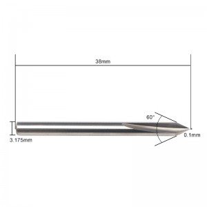 60 학위 V 비트, EnPoint 금속 조각 비트 카바 이드 터프 팁 원추형 CNC 조각 비트 2 플루트 1/8 \