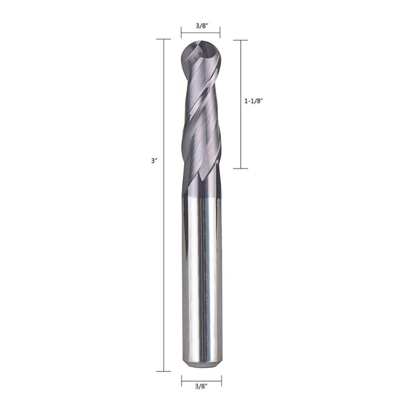 공 코카인 엔드 밀 CNC 커터 라우터 비트 이중 플루트 나선형 밀링 공구 3 인치 OVL 3/8 인치 샹크