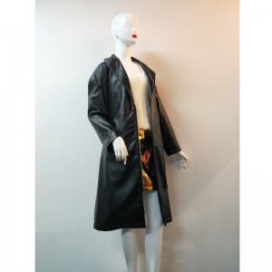 레이디스 블랙 롱 PU 자켓 RLWPJ0021N